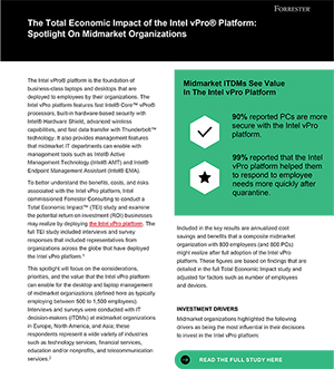 The Total Economic Impact™ of the Intel vPro® Platform: 
Spotlight on Midmarket Organizations