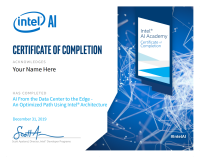 Intel AI Certificate Of Completion
